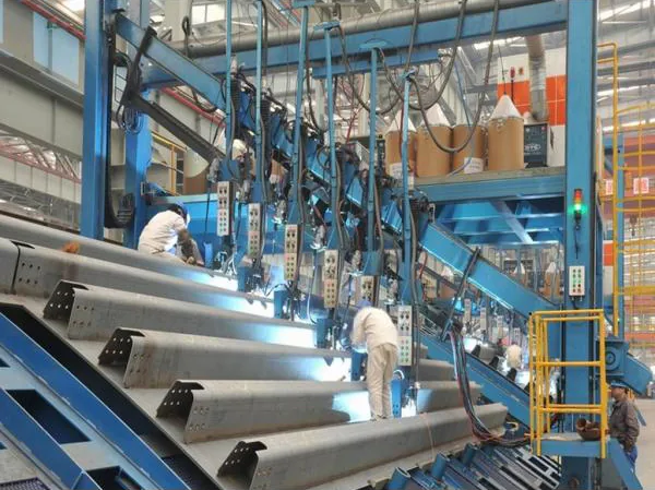 Wind Energy Carbon Steel Robotic Welding Production Line equipment application at Hualu Equipment